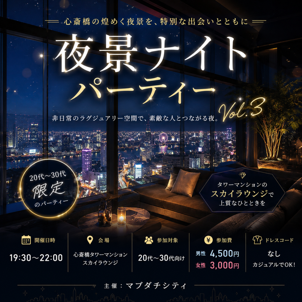 夜景ナイトパーティーVol.3 ― 心斎橋の煌めく夜景を、特別な出会いとともに